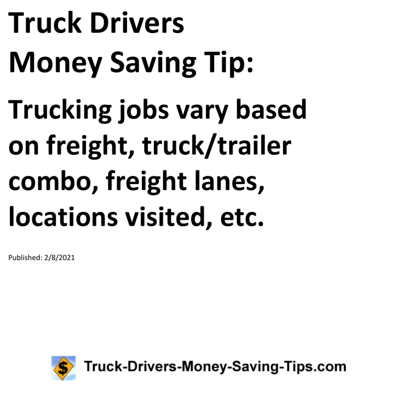 Truck Drivers Money Saving Tip for 02-08-2021