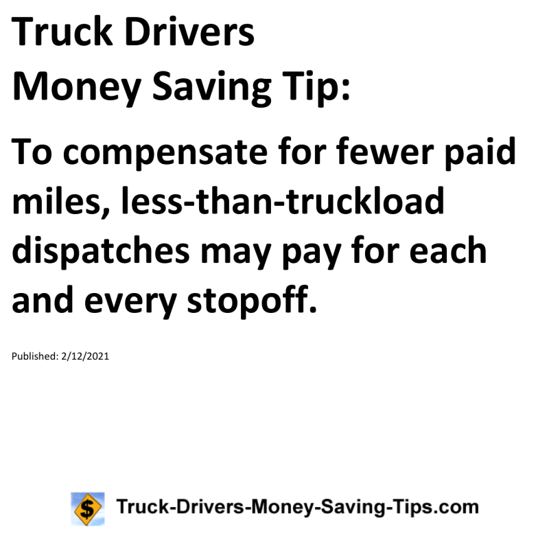 Truck Drivers Money Saving Tip for 02-12-2021