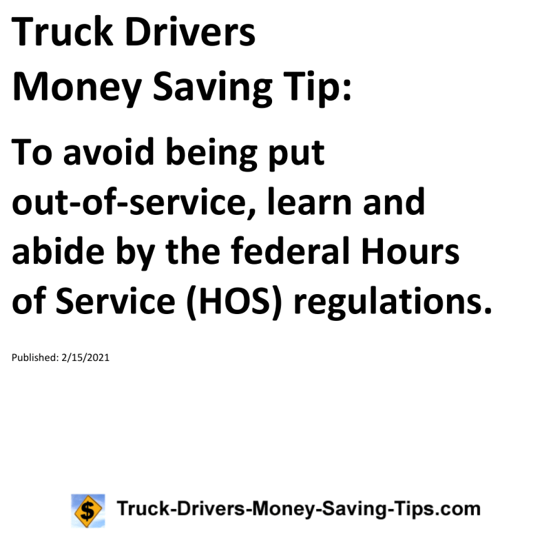 Truck Drivers Money Saving Tip for 02-15-2021