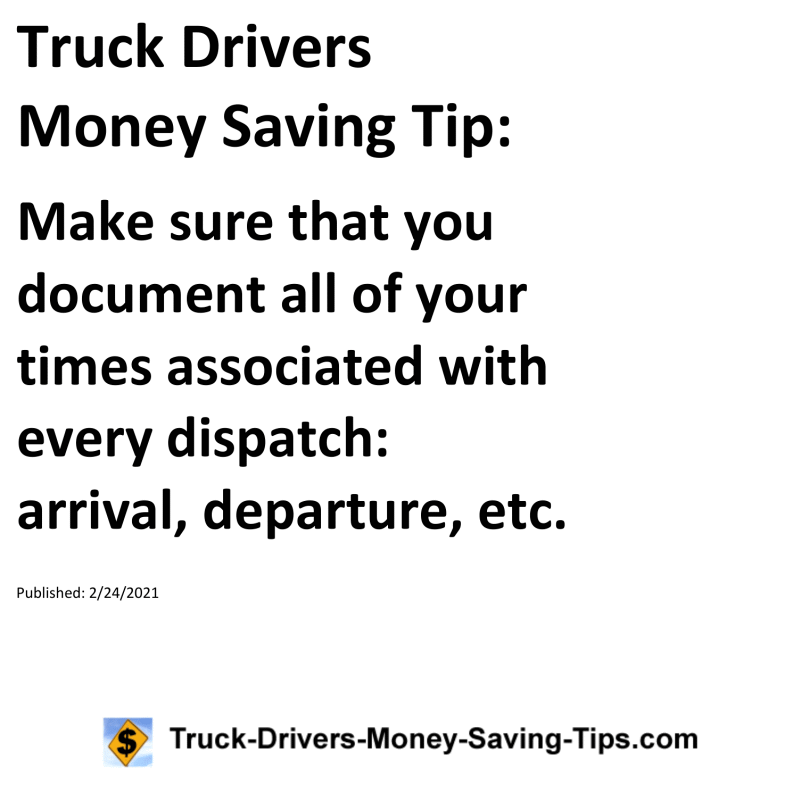 Truck Drivers Money Saving Tip for 02-24-2021