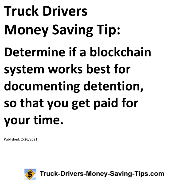 Truck Drivers Money Saving Tip for 02-26-2021