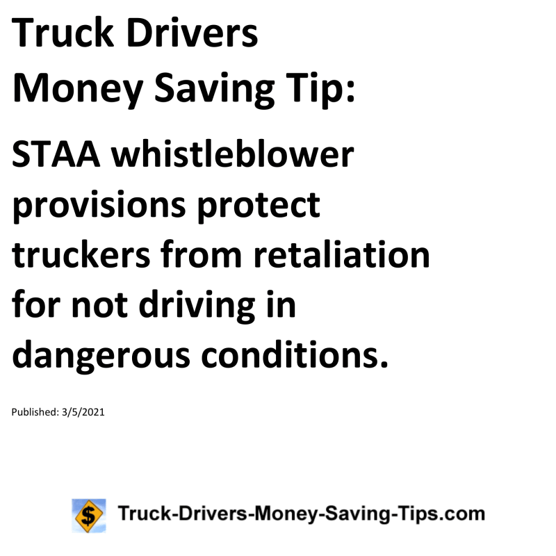 Truck Drivers Money Saving Tip for 03-05-2021