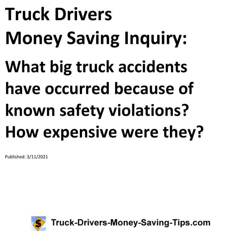 Truck Drivers Money Saving Inquiry for 03-11-2021