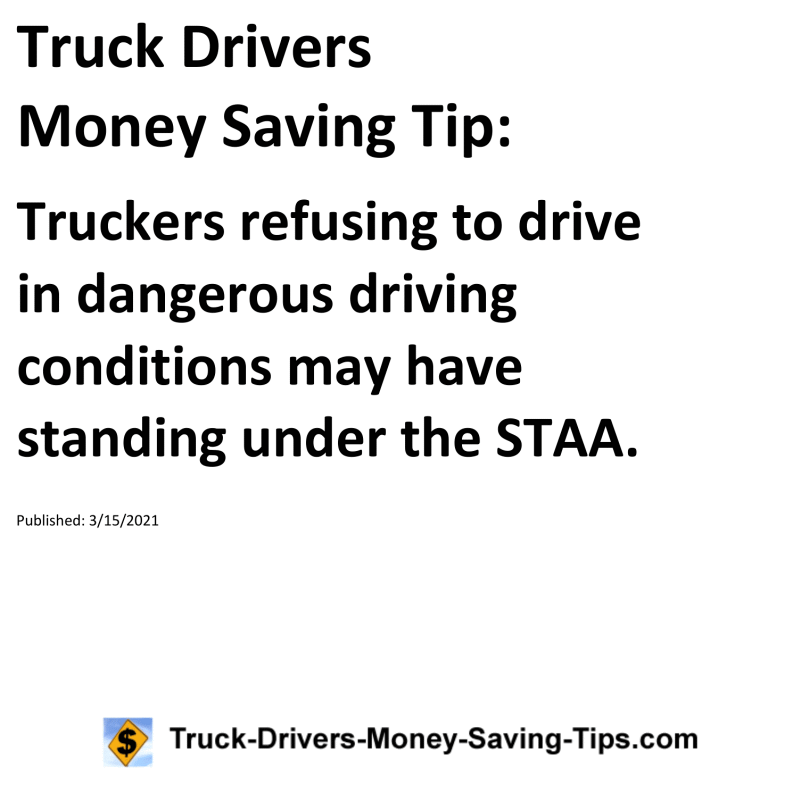 Truck Drivers Money Saving Tip for 03-15-2021