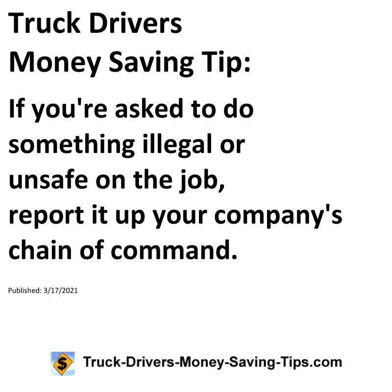 Truck Drivers Money Saving Tip for 03-17-2021