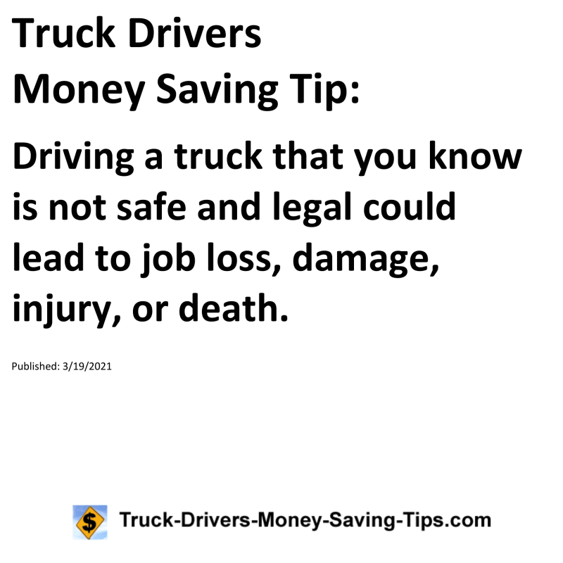 Truck Drivers Money Saving Tip for 03-19-2021