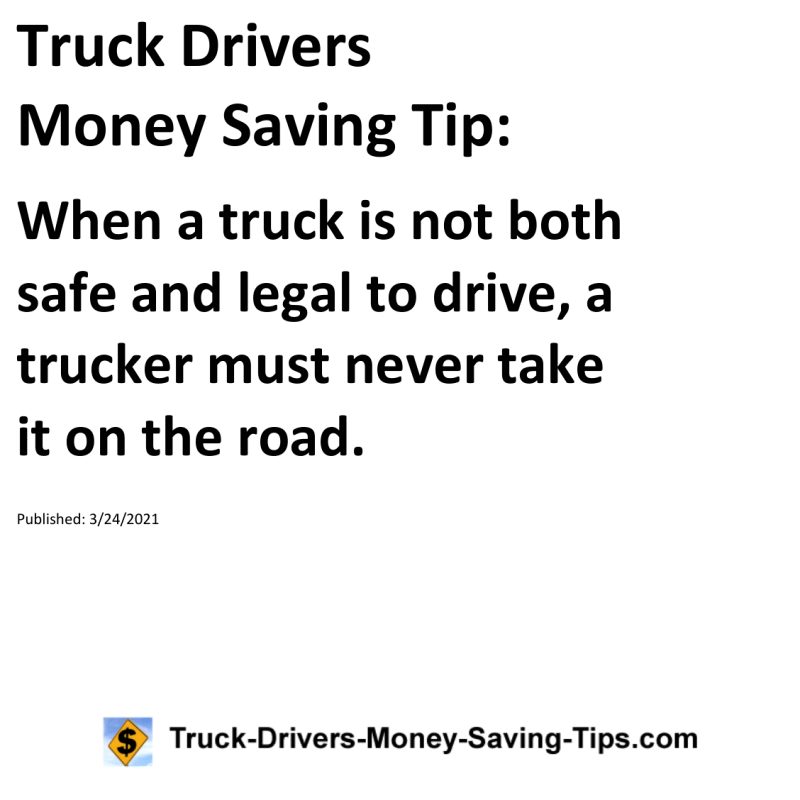 Truck Drivers Money Saving Tip for 03-24-2021