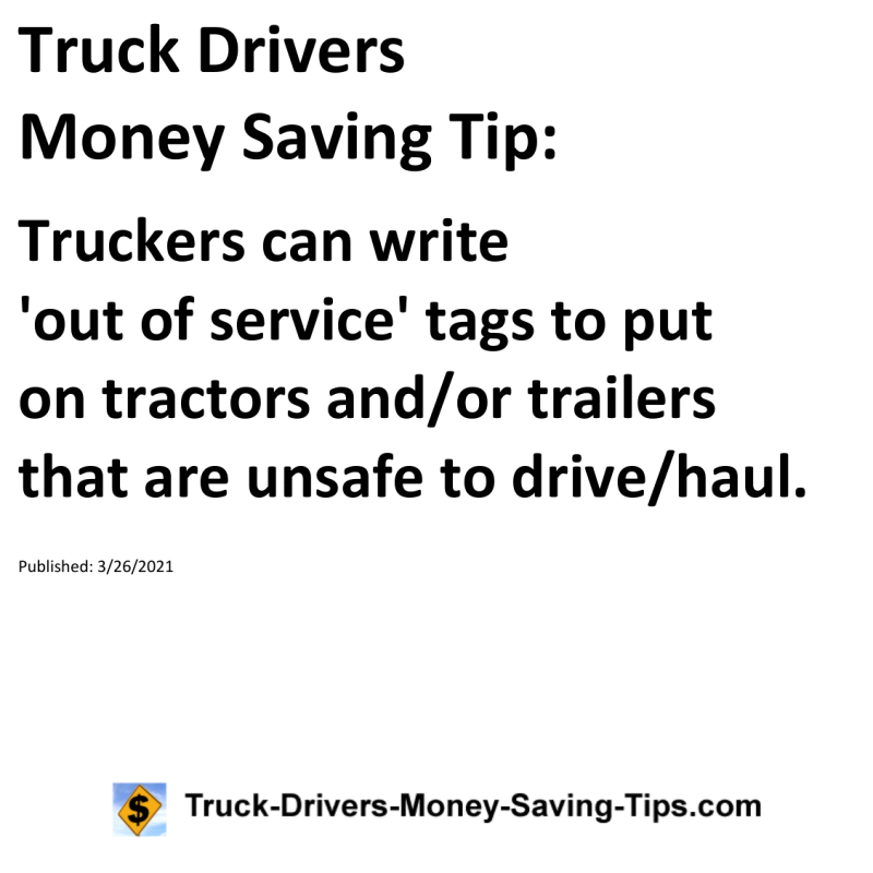 Truck Drivers Money Saving Tip for 03-26-2021