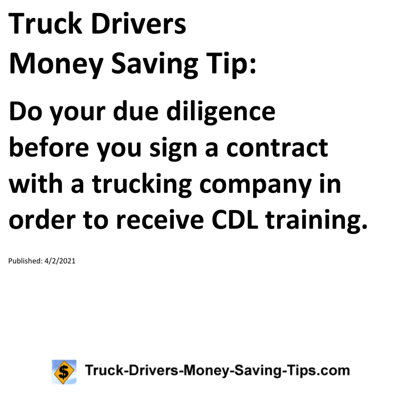 Truck Drivers Money Saving Tip for 04-02-2021