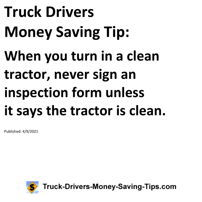 Truck Drivers Money Saving Tip for 04-09-2021