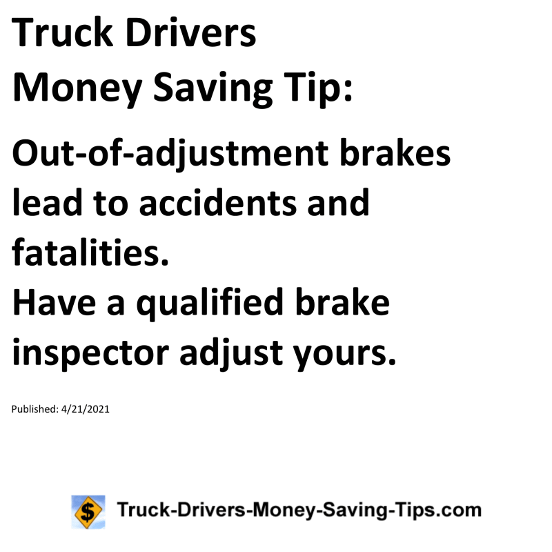 Truck Drivers Money Saving Tip for 04-21-2021