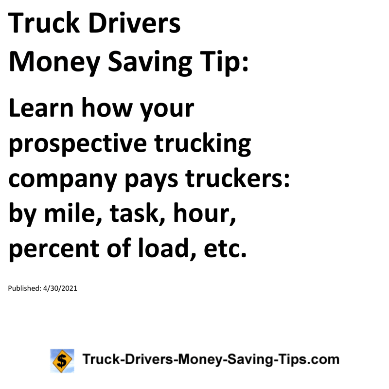 Truck Drivers Money Saving Tip for 04-30-2021