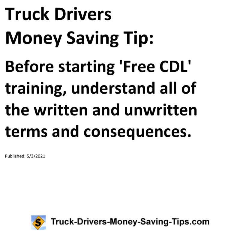 Truck Drivers Money Saving Tip for 05-03-2021