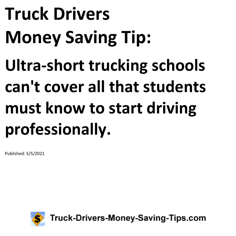 Truck Drivers Money Saving Tip for 05-05-2021