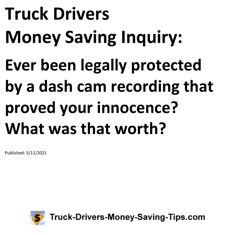 Truck Drivers Money Saving Inquiry for 05-11-2021