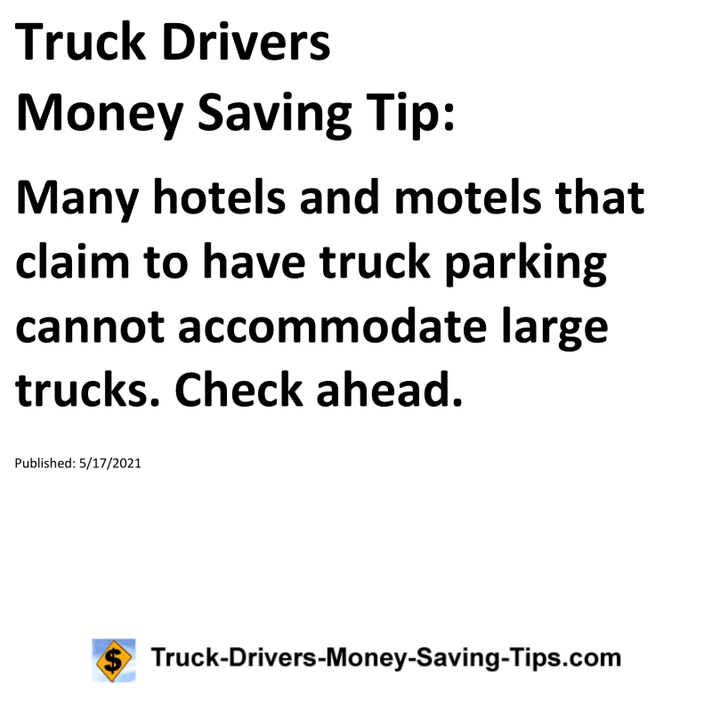 Truck Drivers Money Saving Tip for 05-17-2021