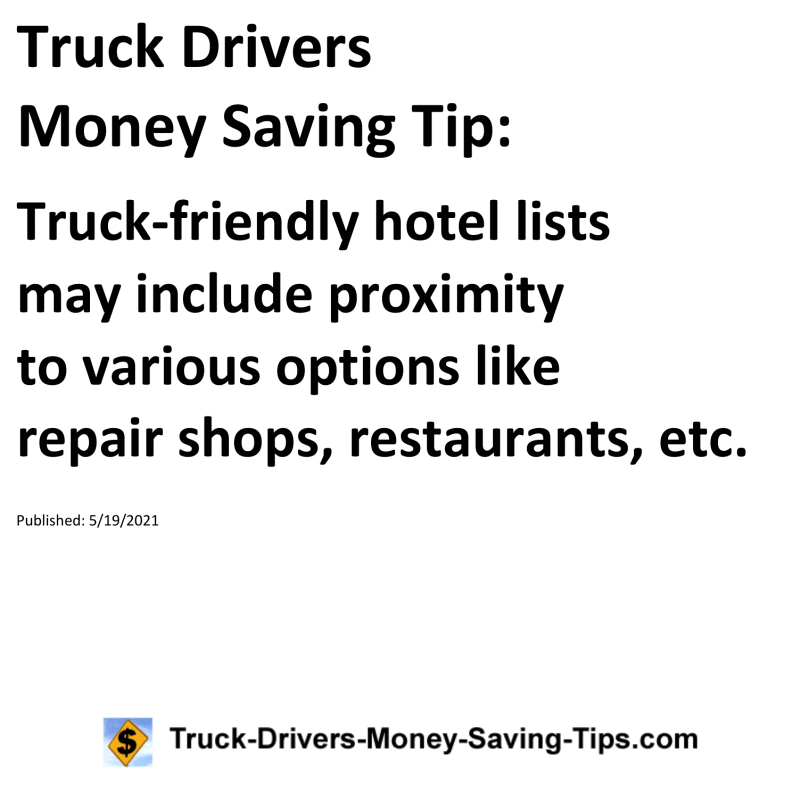 Truck Drivers Money Saving Tip for 05-19-2021