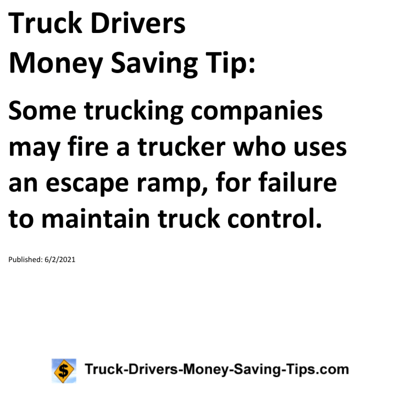 Truck Drivers Money Saving Tip for 06-02-2021