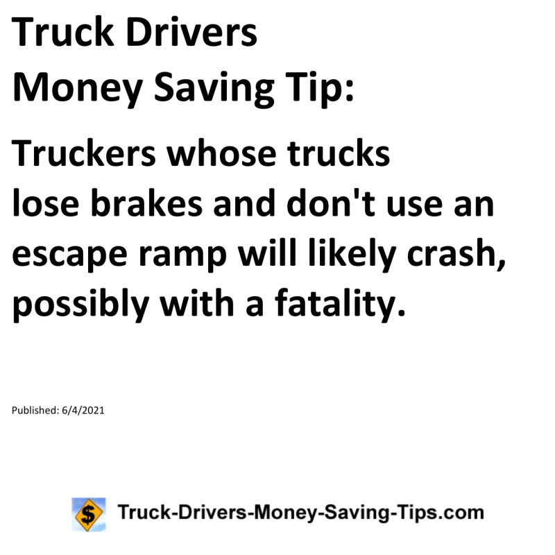 Truck Drivers Money Saving Tip for 06-04-2021