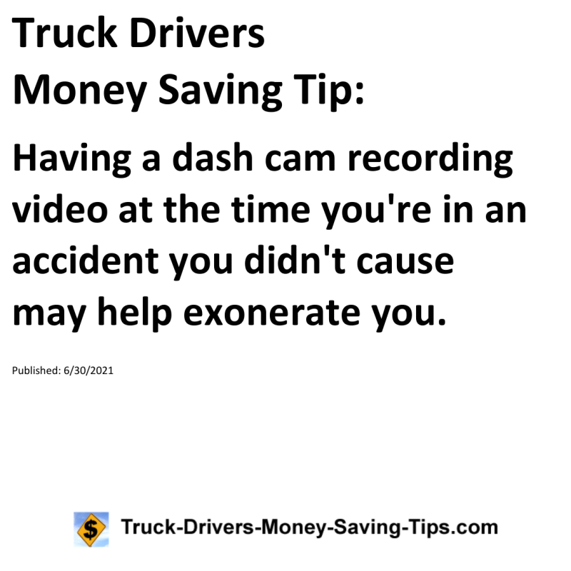 Truck Drivers Money Saving Tip for 06-30-2021