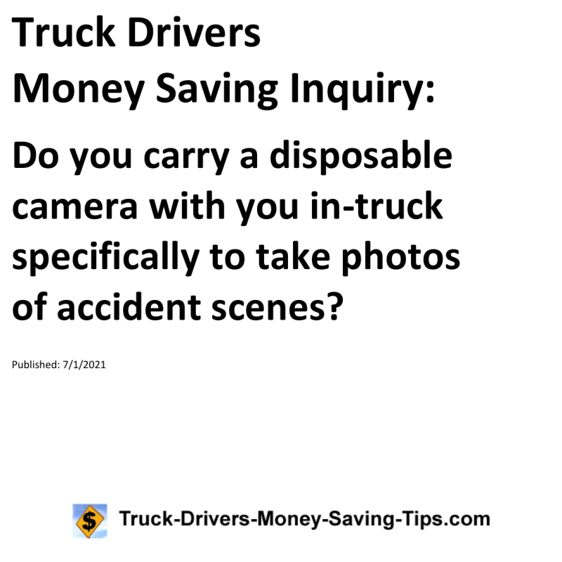 Truck Drivers Money Saving Inquiry for 07-01-2021