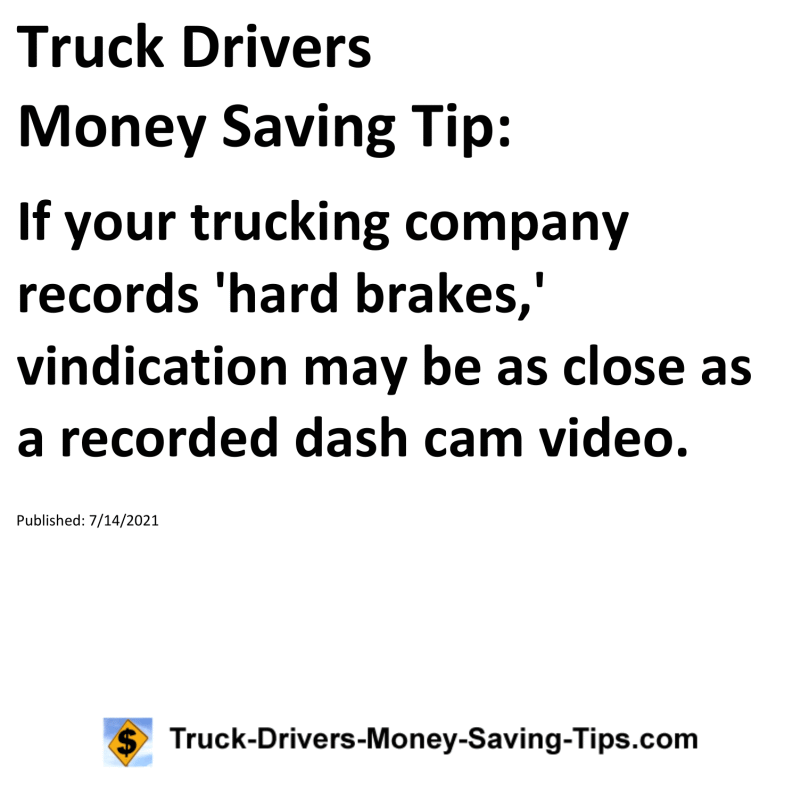 Truck Drivers Money Saving Tip for 07-14-2021