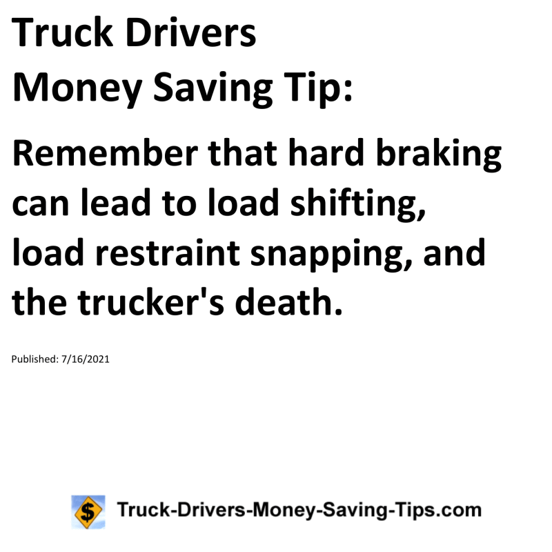 Truck Drivers Money Saving Tip for 07-16-2021