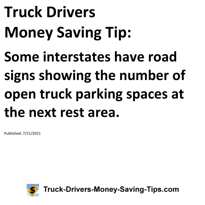 Truck Drivers Money Saving Tip for 07-21-2021