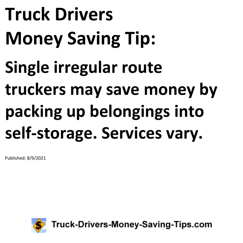 Truck Drivers Money Saving Tip for 08-09-2021