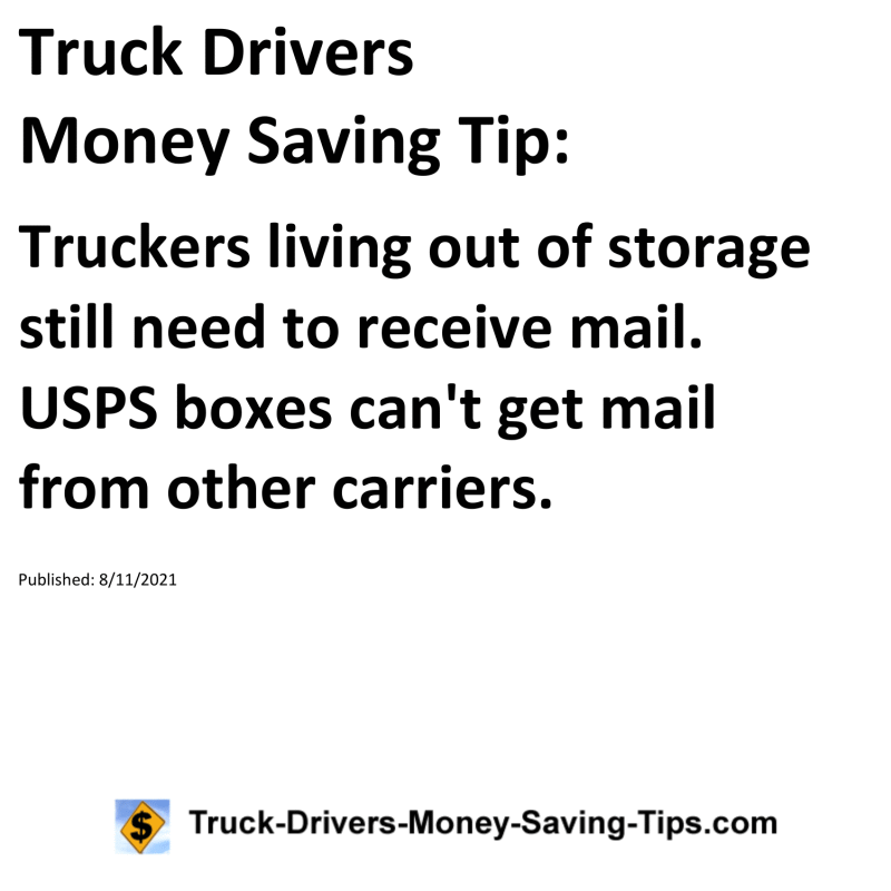 Truck Drivers Money Saving Tip for 08-11-2021