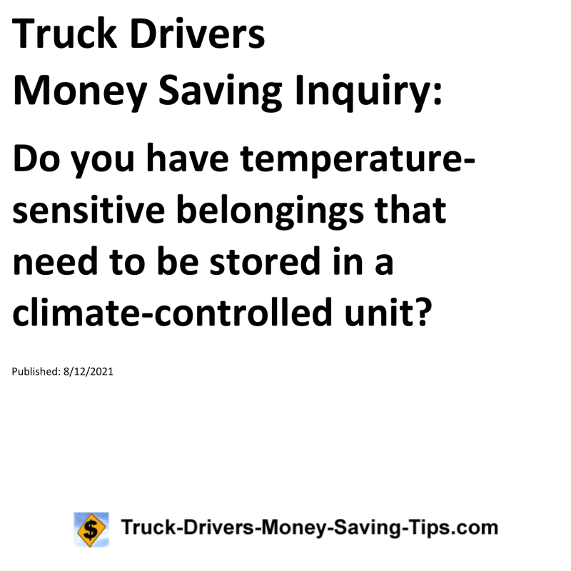 Truck Drivers Money Saving Inquiry for 08-12-2021