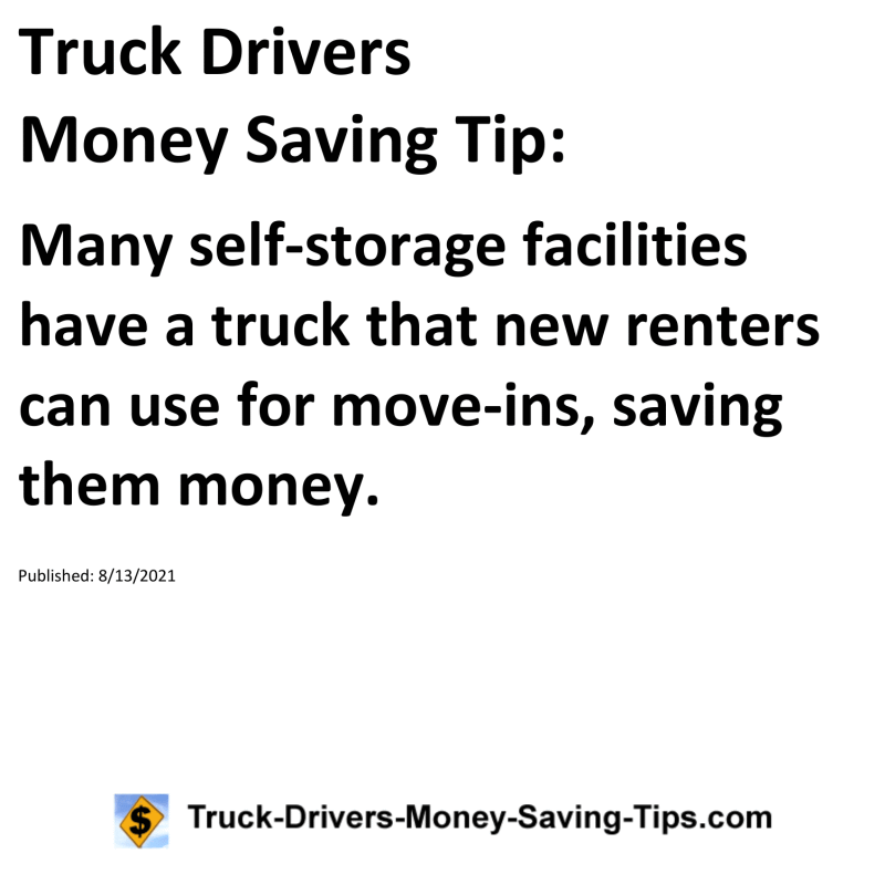 Truck Drivers Money Saving Tip for 08-13-2021