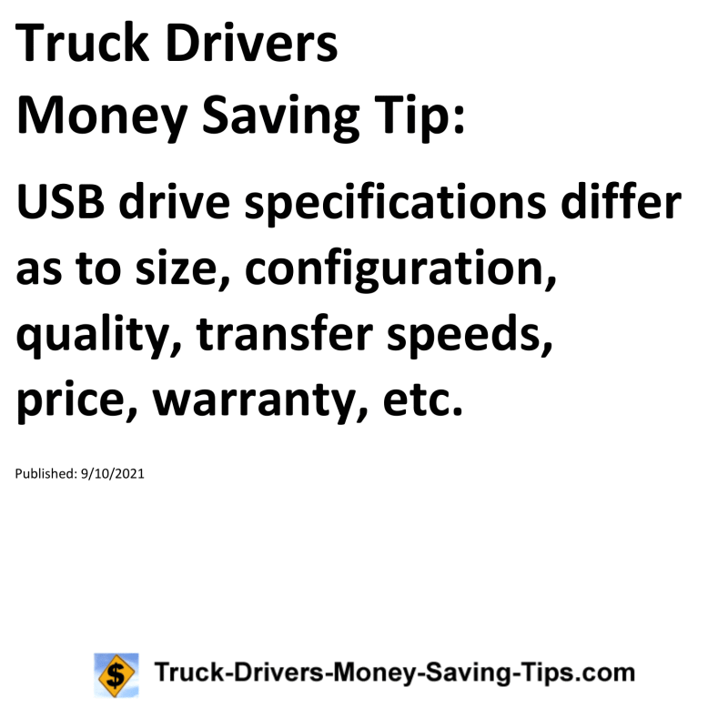 Truck Drivers Money Saving Tip for 09-10-2021