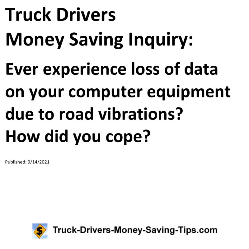 Truck Drivers Money Saving Inquiry for 09-14-2021