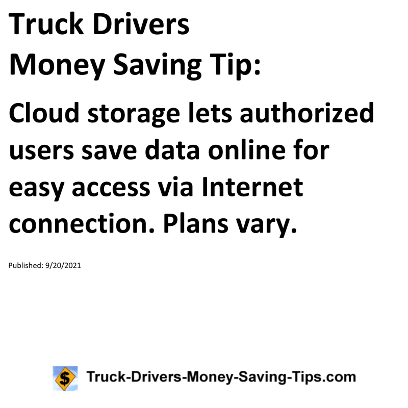 Truck Drivers Money Saving Tip for 09-20-2021