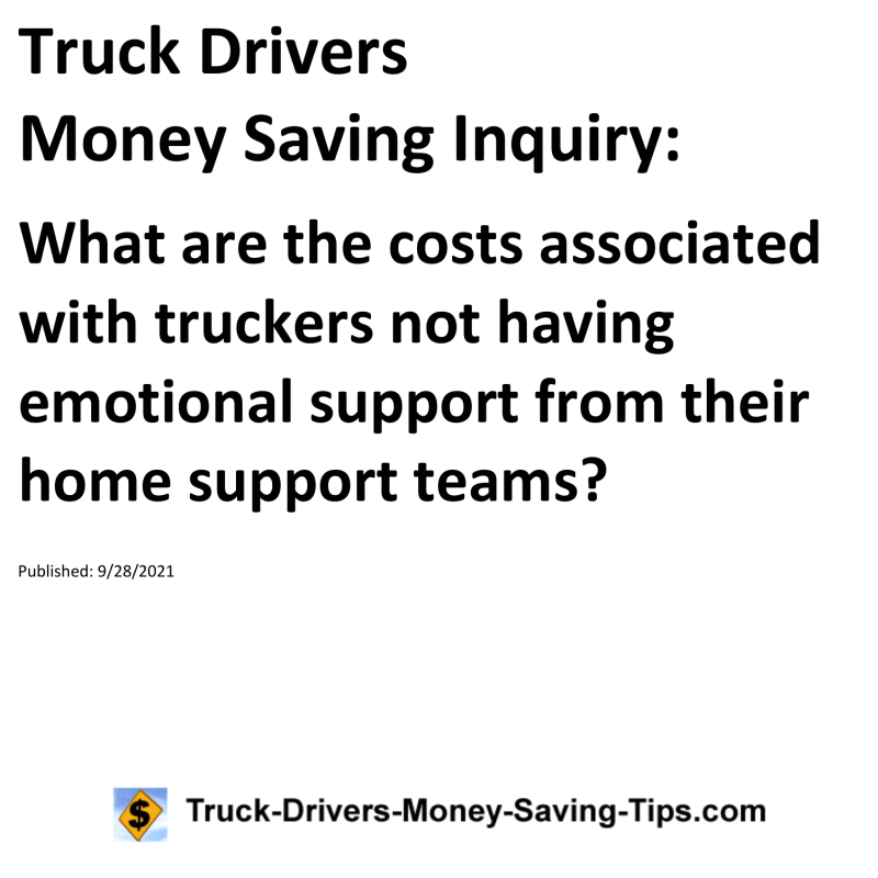 Truck Drivers Money Saving Inquiry for 09-28-2021