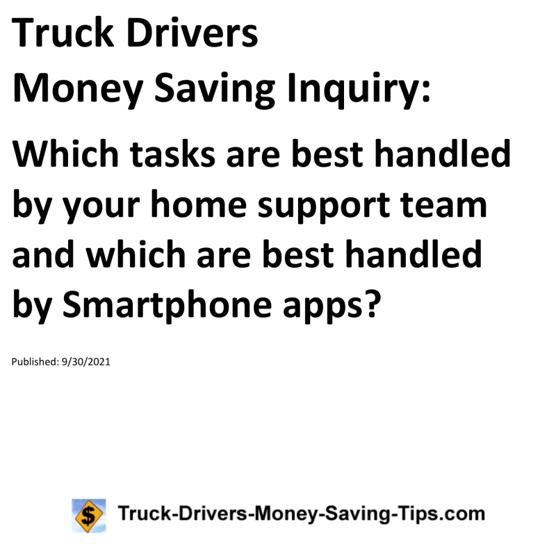 Truck Drivers Money Saving Inquiry for 09-30-2021