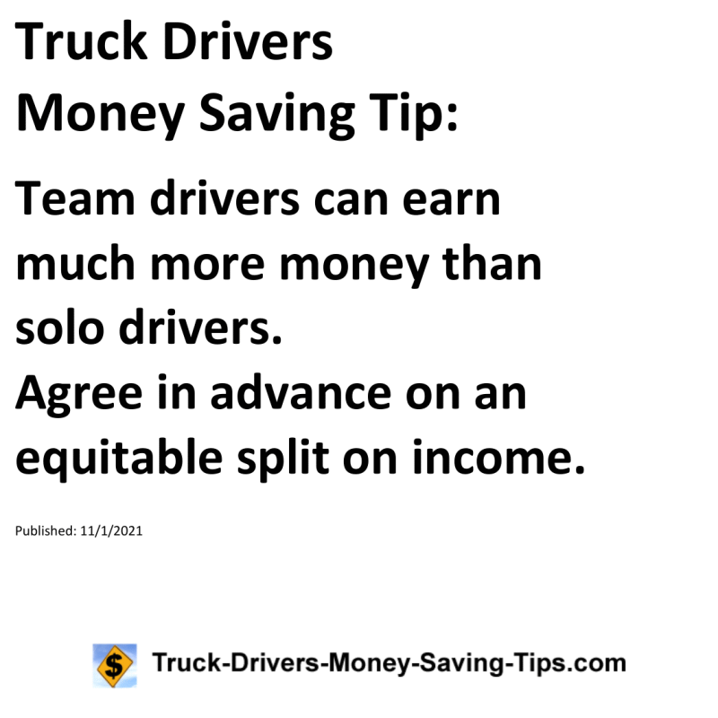 Truck Drivers Money Saving Tip for 11-01-2021