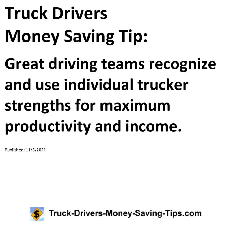 Truck Drivers Money Saving Tip for 11-05-2021