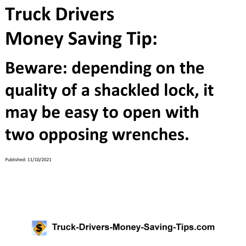 Truck Drivers Money Saving Tip for 11-10-2021