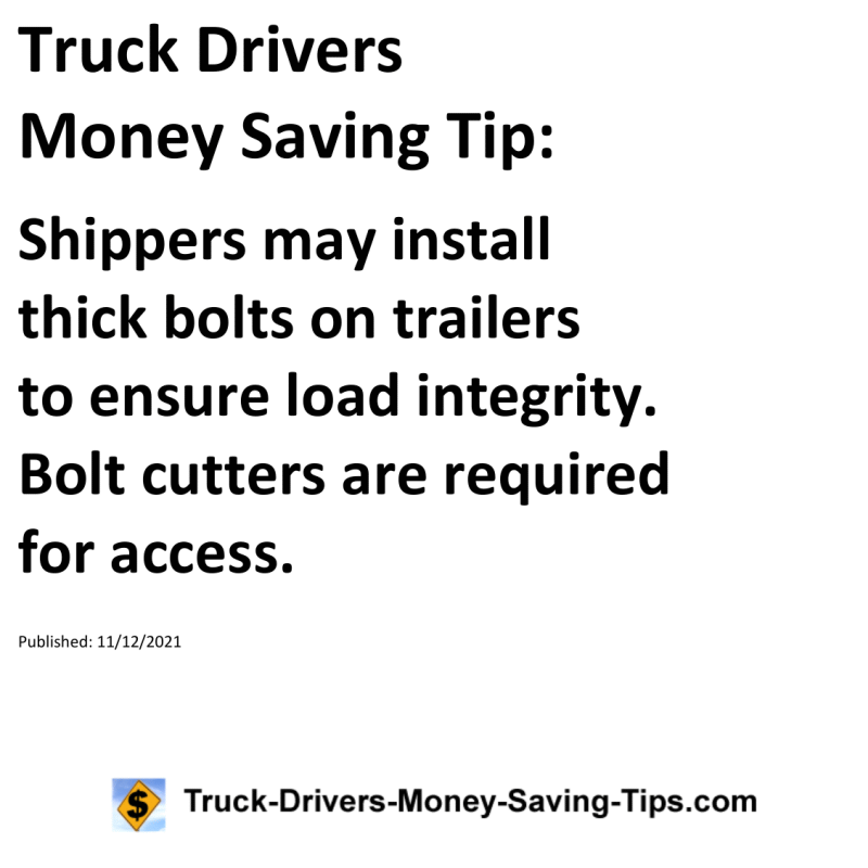 Truck Drivers Money Saving Tip for 11-12-2021