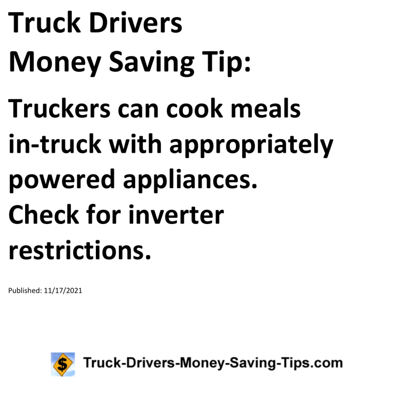 Truck Drivers Money Saving Tip for 11-17-2021