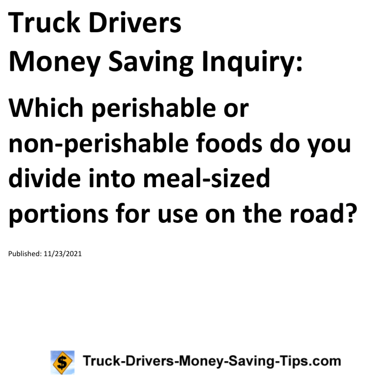 Truck Drivers Money Saving Inquiry for 11-23-2021