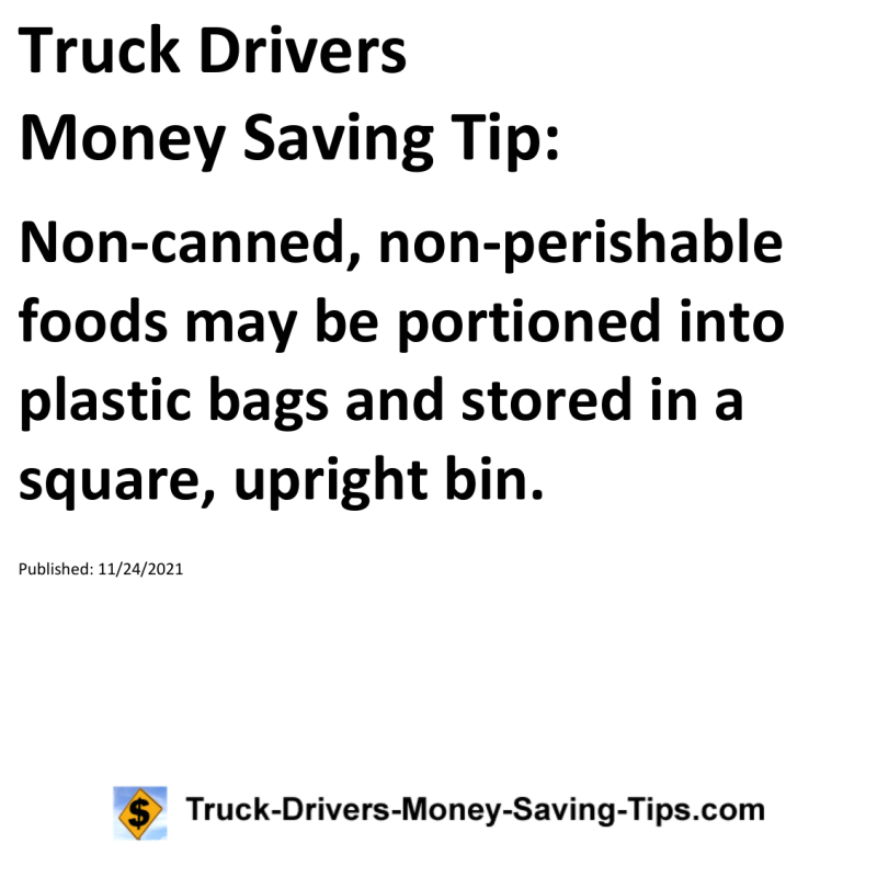 Truck Drivers Money Saving Tip for 11-24-2021