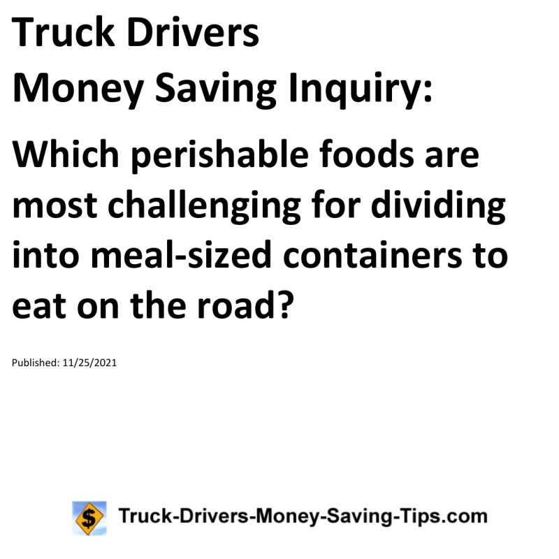 Truck Drivers Money Saving Inquiry for 11-25-2021