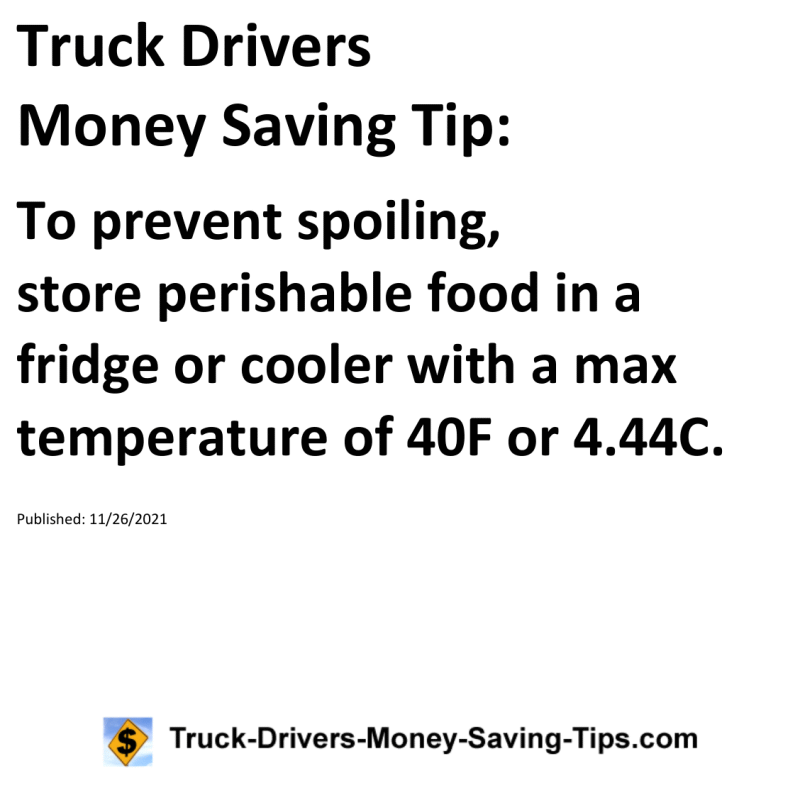 Truck Drivers Money Saving Tip for 11-26-2021