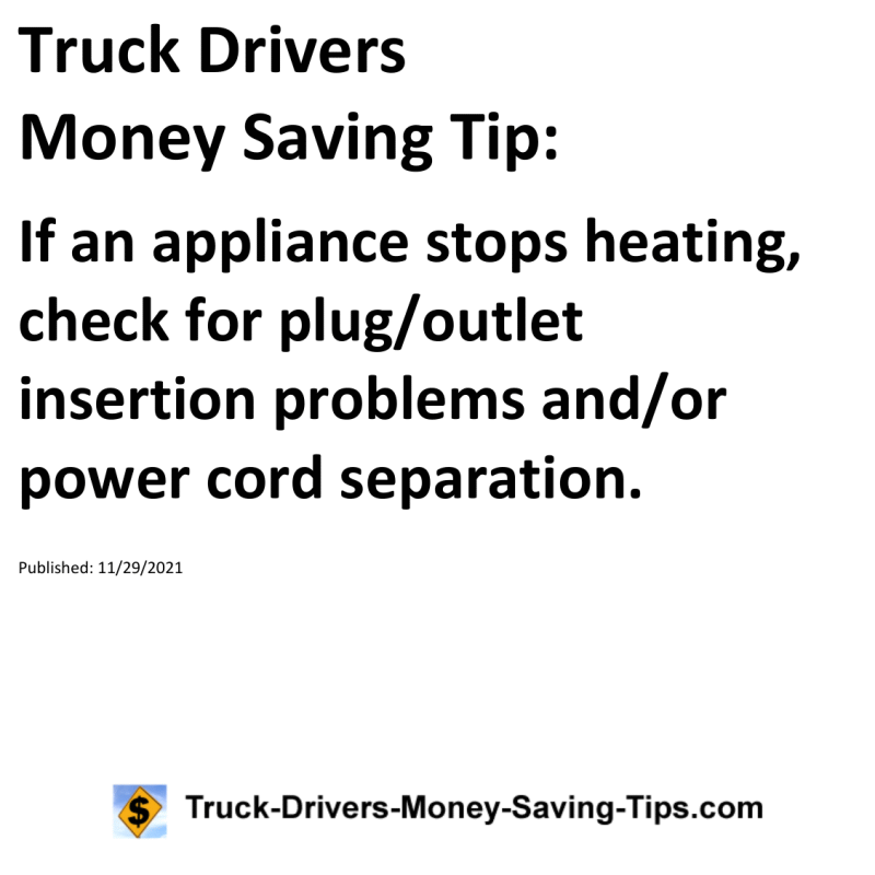 Truck Drivers Money Saving Tip for 11-29-2021