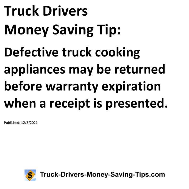 Truck Drivers Money Saving Tip for 12-03-2021