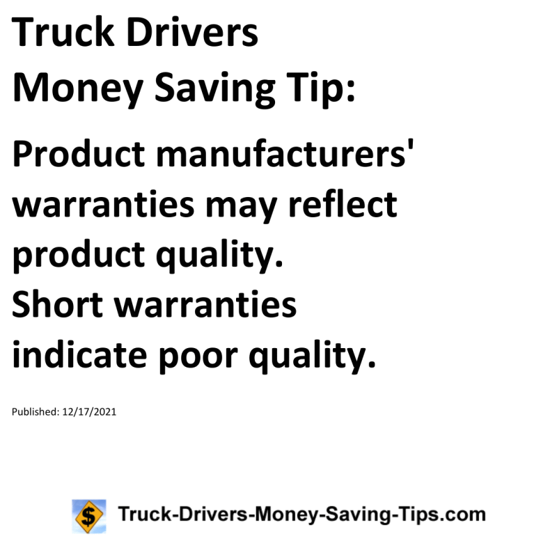 Truck Drivers Money Saving Tip for 12-17-2021