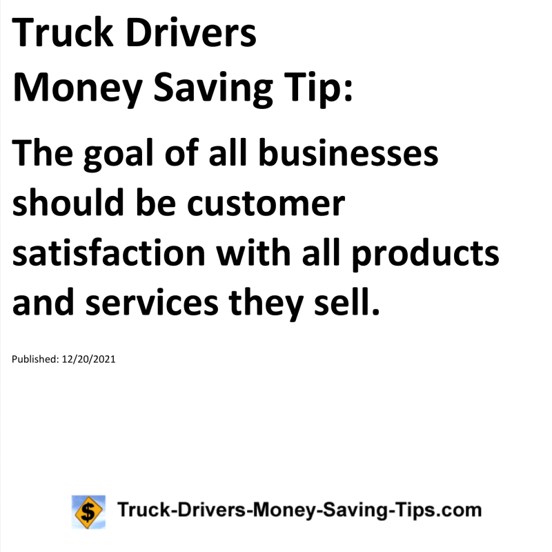 Truck Drivers Money Saving Tip for 12-20-2021